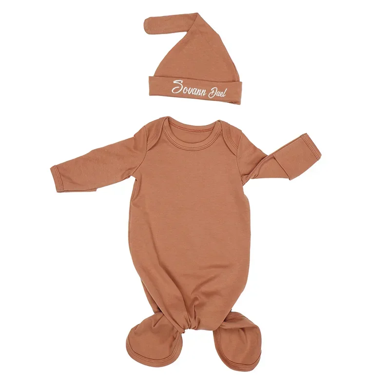 

Personalized Name Baby Swaddle Blanket with Cute Beanie 0-3Month Comfortable Modal Anti-Kick Sleepping Bag Newborn Gift Set