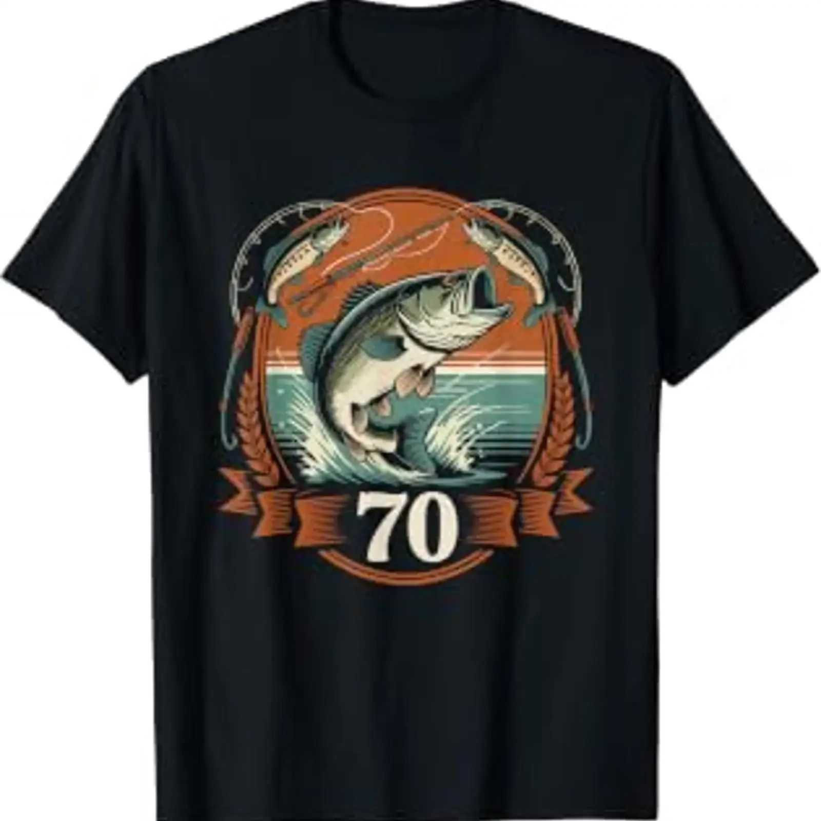 Anniversaire Pêcheur Soixante Dix Pêche pour 70 Ans Étape T Shirt vintage Washed Breathable Slightly Stretched fashion Unisex