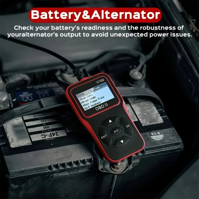V100 Portable Auto Diagnostic Tool OBDII Car Scanner with All System Diagnostic Functions Electric Power Engine Analyzer