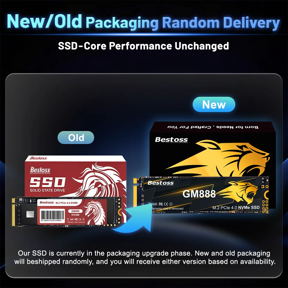 Bestoss M2 SSD 512GB 1TB 2TB PCIe 4.0 NVMe Hard Disk M.2 ภายใน Solid State Drive HDD Hard Disk สําหรับ PS5 เดสก์ท็อปแล็ปท็อป