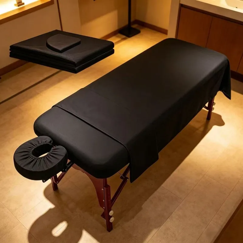 3pcs/set Polyester Salon Spa Bed Cover Solid colored Massage Bed Sheet with Pillowcase for Beauty Salon Spa Home Body Care