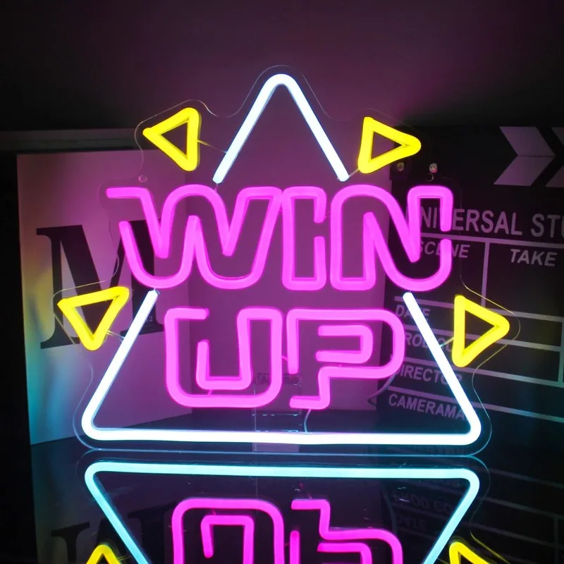 XM Win Up Neon Signs for Wall Decoration Games LED Neon Signs for Players Neon USB Signs for Game Room Game Area Decoration