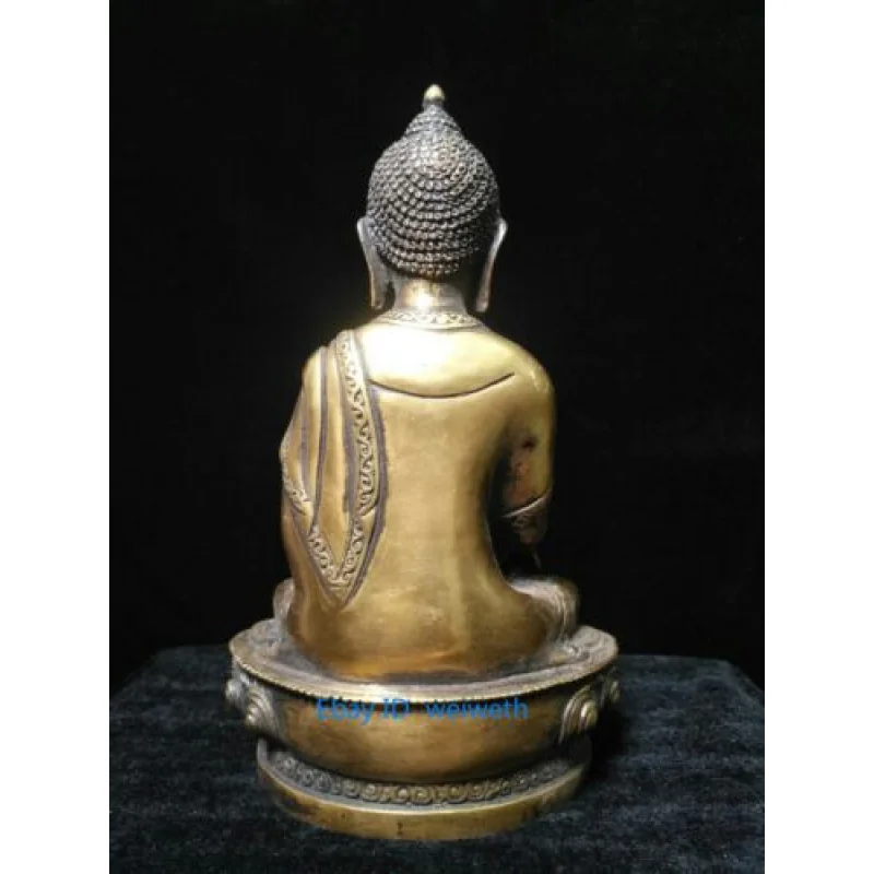 Imagem -03 - Handmade Sakyamuni Buddha Estátua Coleção Bronze Chinês Antigo 20cm 826