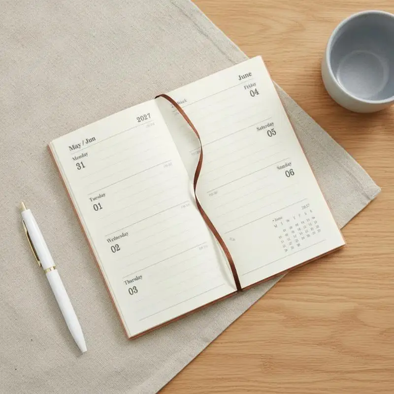 2027 A6 Pocket Planner Notebook Thick Smooth Paper Daily Weekly Organizer for Small Business Staff Daily Use