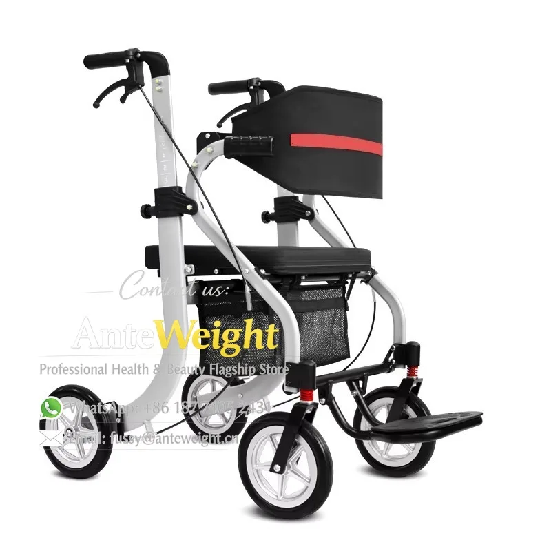Ultra-Light Rollator Walker with Seat, 4-Wheeled Travel Trolley for Elderly & Disabled | Multi-Functional Mobility Aid