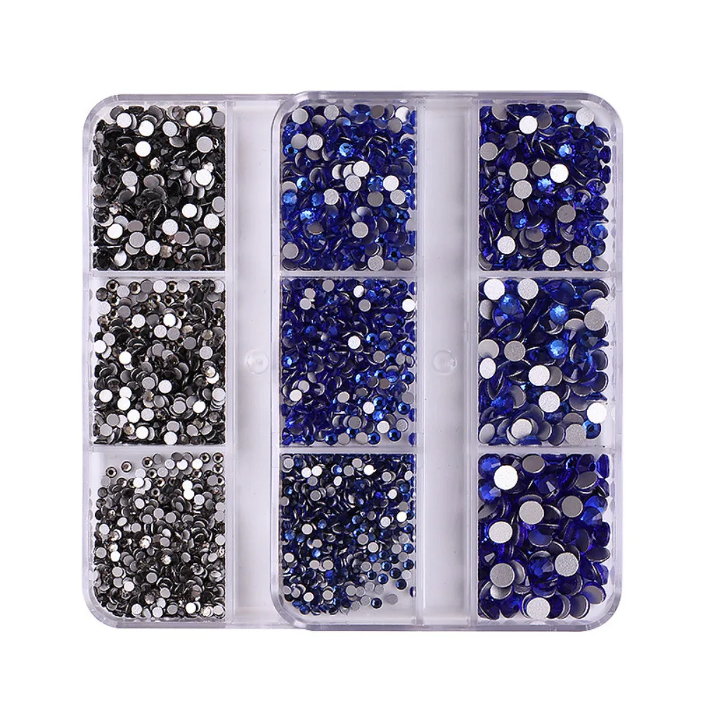 Boîte de bijoux pour ongles, perceuse à ongles astronomique plate, bricolage, violet, bleu, blanc, diamant coloré, besoin d'adhésif, bijoux pour cils, 6 pièces