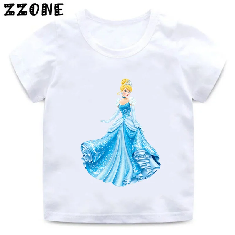 Camisetas con estampado de princesa Cenicienta para niños, ropa divertida para niñas, camisetas para bebés, Tops para niños, ooo5895, gran oferta