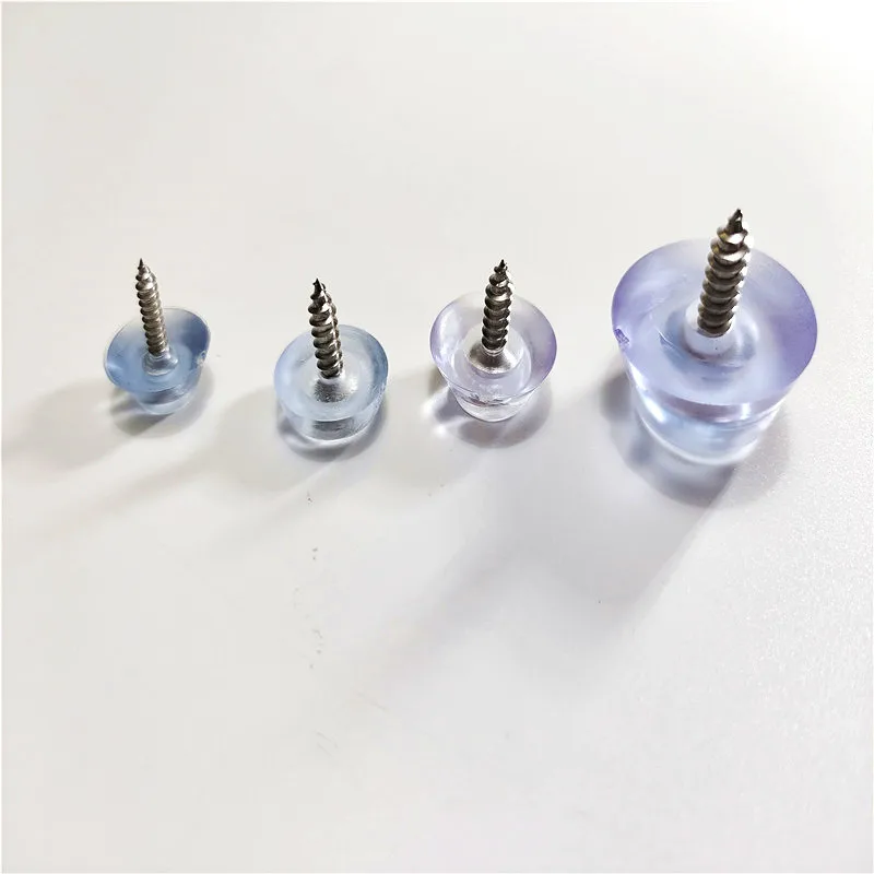 32PCS to 600PCS diameter 15mm 17mm 19mm 27mm clear round rubber foot pad with screw for table chair non-slip clear rubber feet