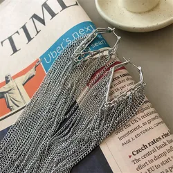 Irregular Metal Chain Earrings European American Style Personality Fashion Long Tassel Stud Earrings Ms Girl Travel Accessories