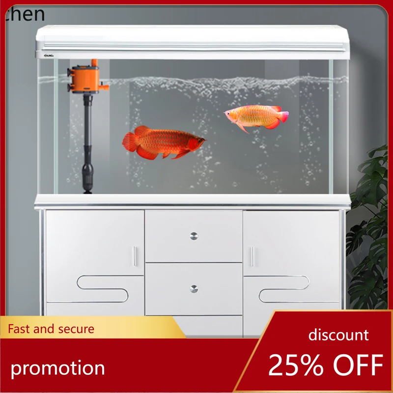 ZML Ecological Glass Goldfish Tank with Base Cabinet Aquarium Fish Tank