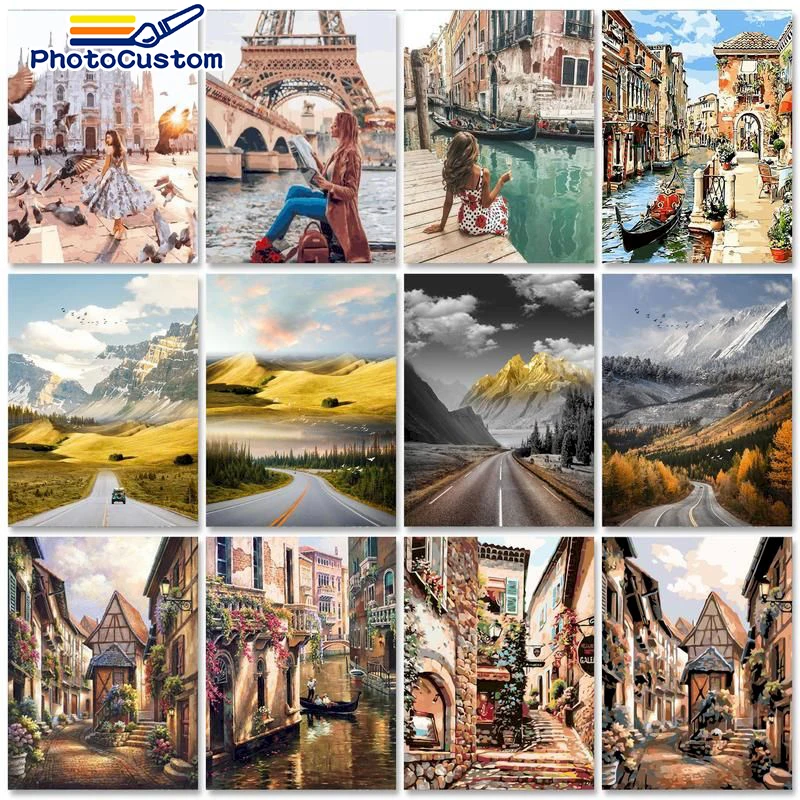 

PhotoCustom 60x75cm Painting by numbers Handpainted Picture Drawing Scenery DIY Coloring by numbers Art supplies Home decor