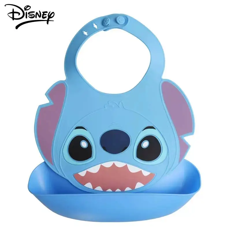 Disney Stitch Feeding Silica Gel Baby Frozen Elsa Princess Bibs Minnie Mickey Mouse Cartoon Pixar Silicone Bib Baby Gift