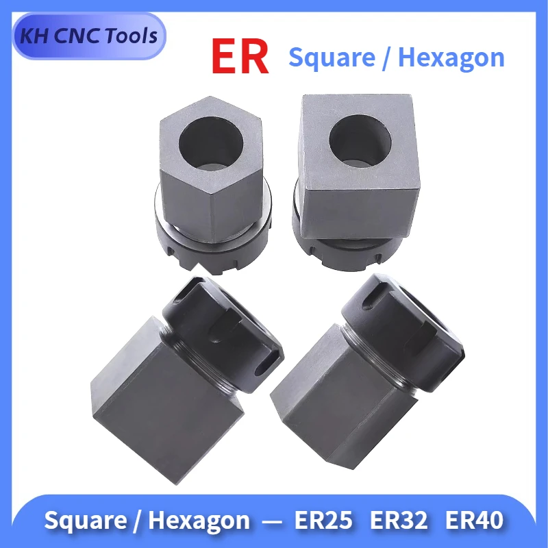 

Square/ Hexagonal tools Set ER25 ER32 ER40 Square/Hexagonal Milling Collet Conversion Replaceable Extension Rod Splice Thread