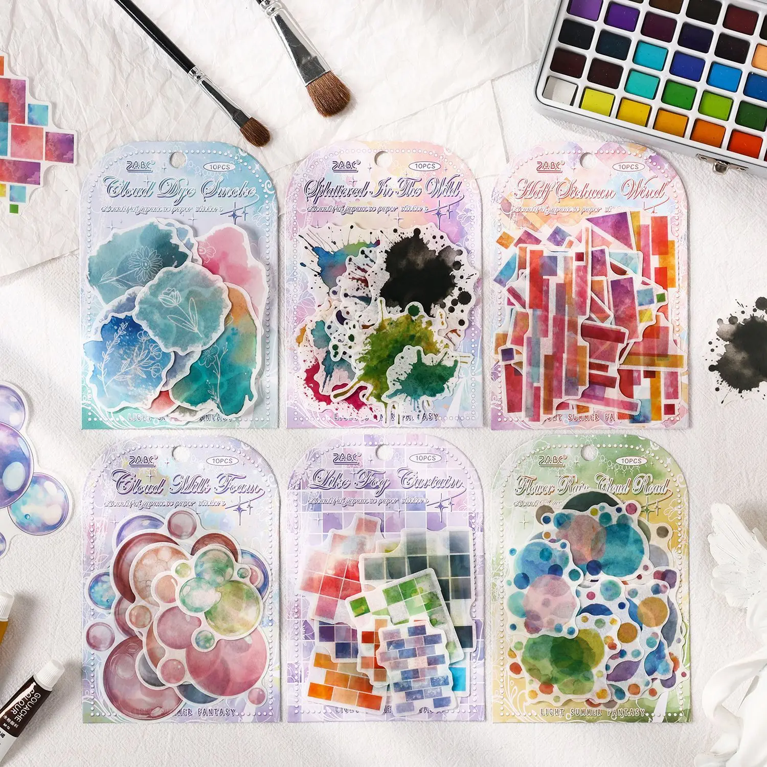 

Shallow Summer Illusion Series Vintage Smudge Bubble Landscape Sticker Creative DIY Journal Material Collage Stationery