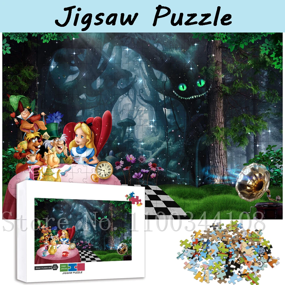 Alice In Wonderland Jigsaw Puzzles for Children Intelligence Toys 35/300/500/1000 Pieces Disney Cartoon Movies Puzzles