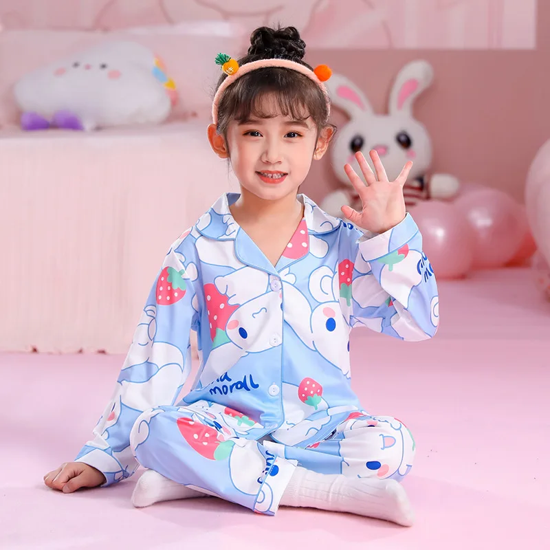 

Дышащий пижамный комплект Sanrio, костюмы с длинными рукавами и принтом синей собаки на весну и осень, модная домашняя одежда с героями мультфильмов для подростков