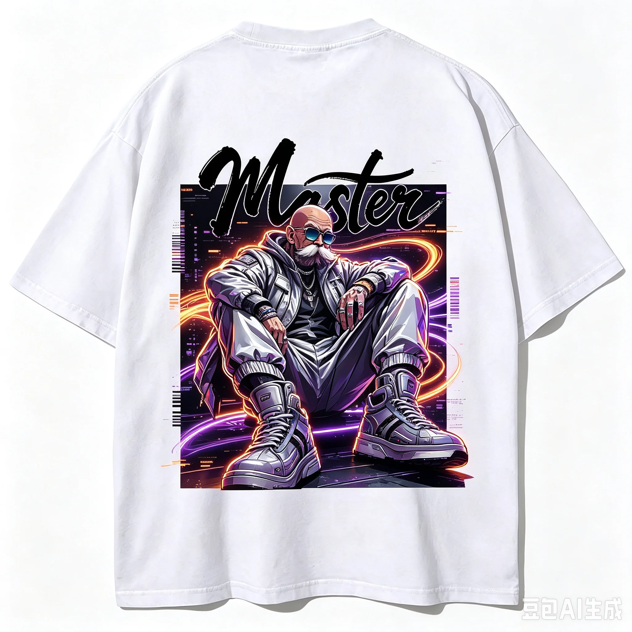 Master Roshi Cyberpunk Graphic T Shirt Men Women Oversized Back Print Anime T-shirt Hip Hop Streetwear Casual Loose Short Sleeve Tops