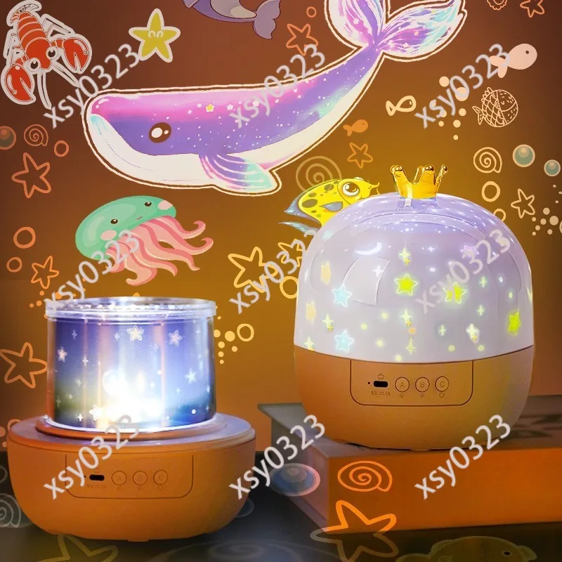 Romantic Starry Sky Projector HD Rotating LED Night Light with Bluetooth Music Box for Bedroom Decoration