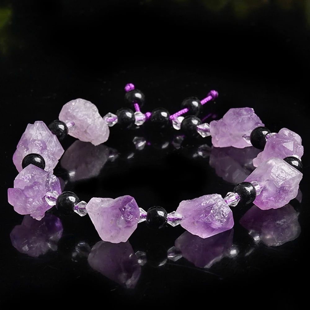 Pulsera Diy de amatista Natural, piedra curativa Irregular, espécimen Mineral de grava púrpura, collar de cristal de cuarzo crudo, regalos, joyería