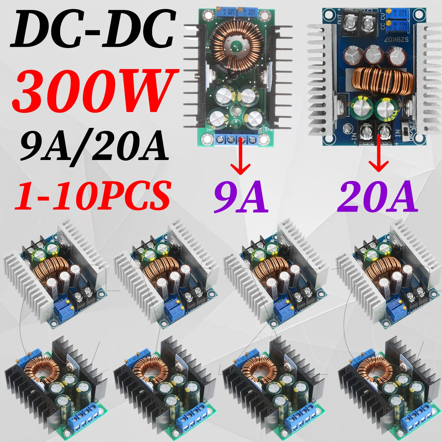 300W XL4016 DC-DC Max 9A/20A  Step Down Buck Converter 5-40V To 1.2-35V Adjustable Power Supply Module LED Driver