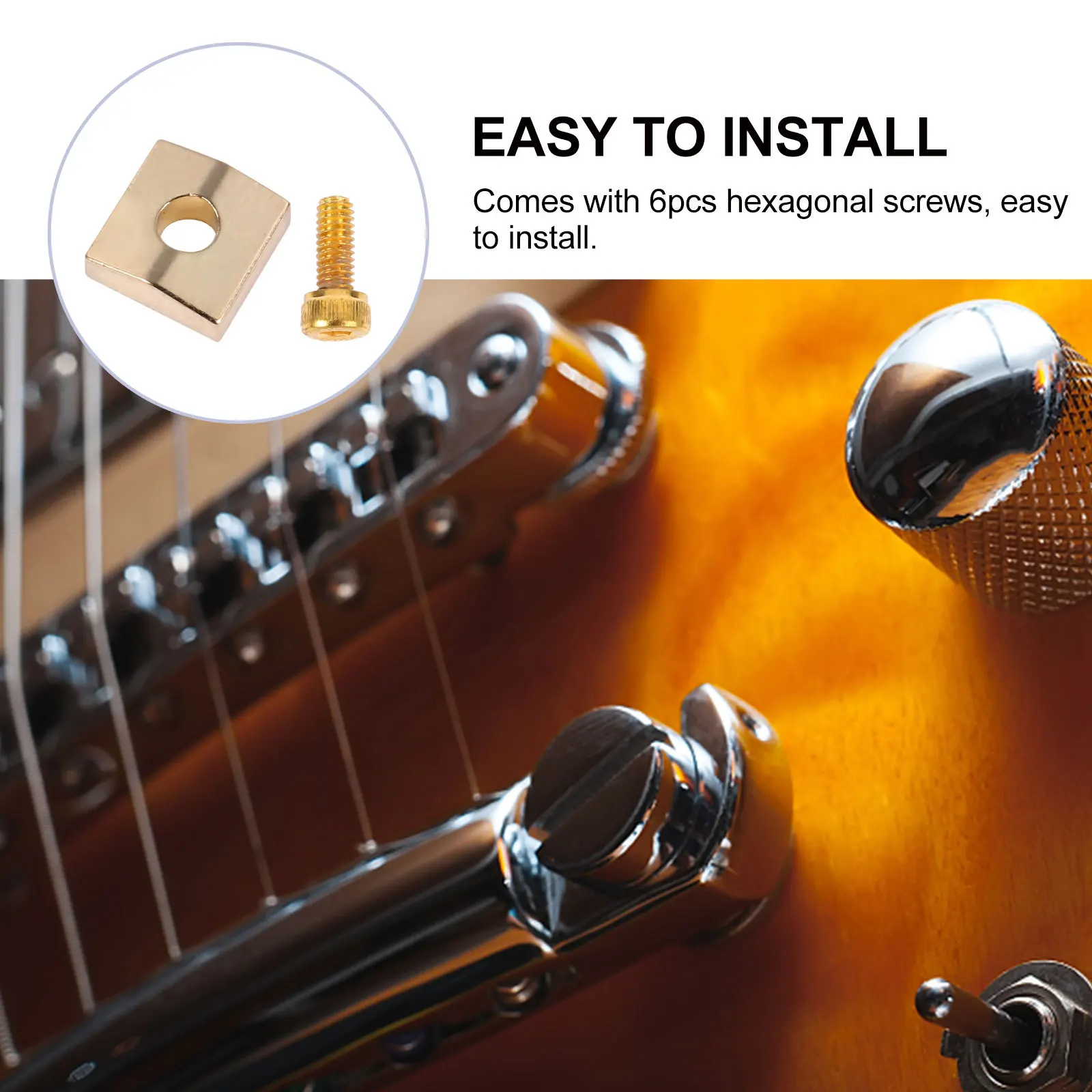 

2Sets Locking Nut Clamps Electric Guitar Replacement Parts Iron Zinc Alloy Tremolo Bridge String Locks Screws Locking Nut Blocks