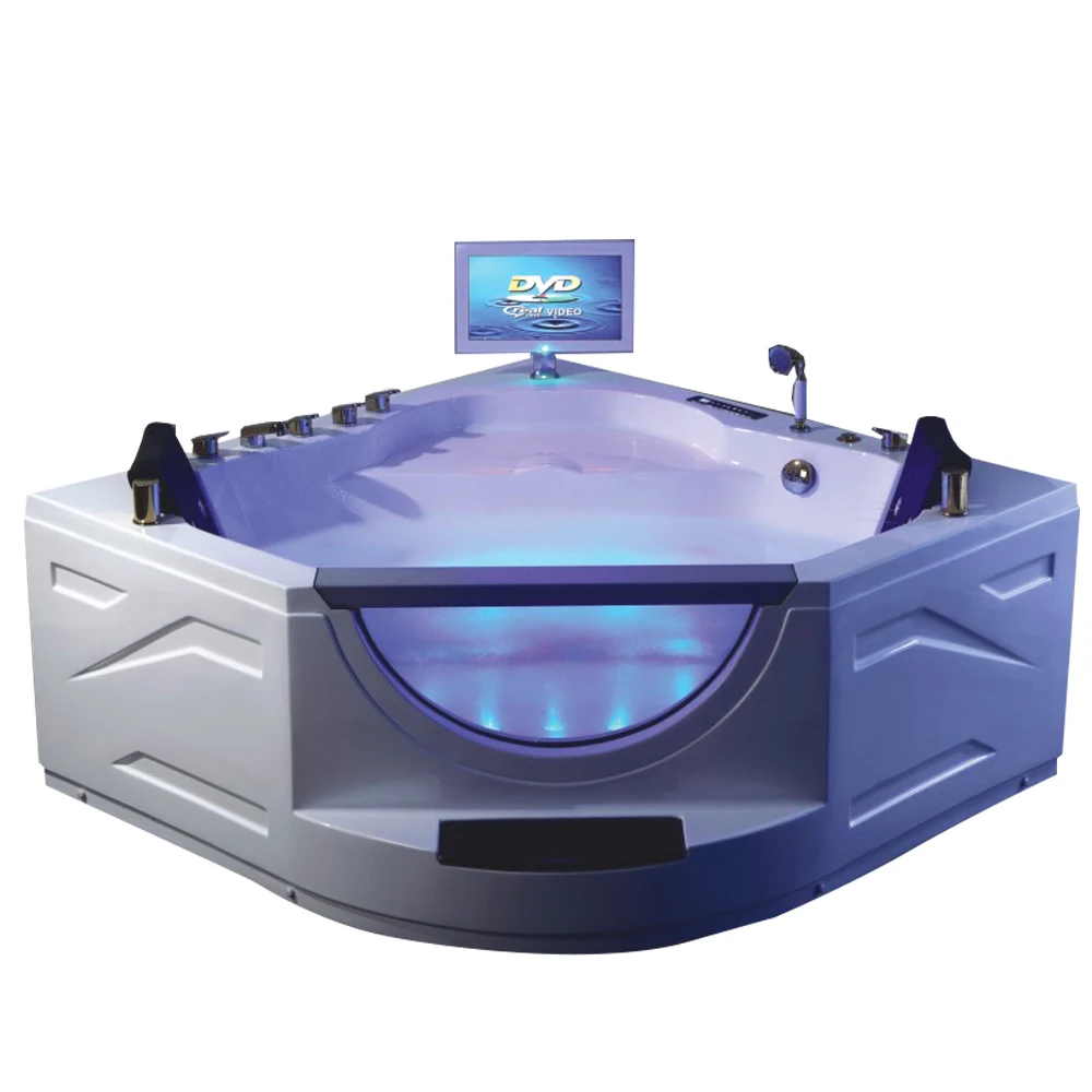 &c Modern European Style  Corner Whirlpool Bathtub with FM Radio & Massage Cheap Rectangle Design for Hotels