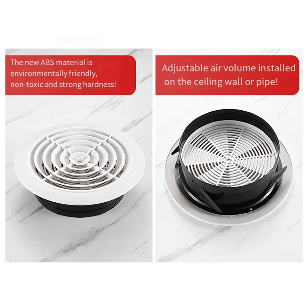 Round Air Vent Louver Grille Cover Outlet Adjustable Exhaust Vent Ducting Ventilation Grilles 75-200mm Wall Air Vent Cover