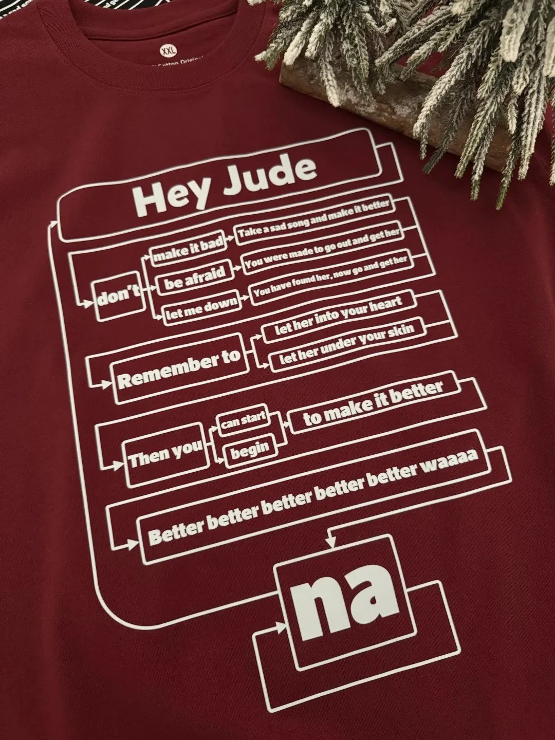 Hey Jude Pure Cotton Long Sleeve T-Shirt Casual Loose Fit Autumn Winter Unisex Couple's Shirt Creative Mind Map Design