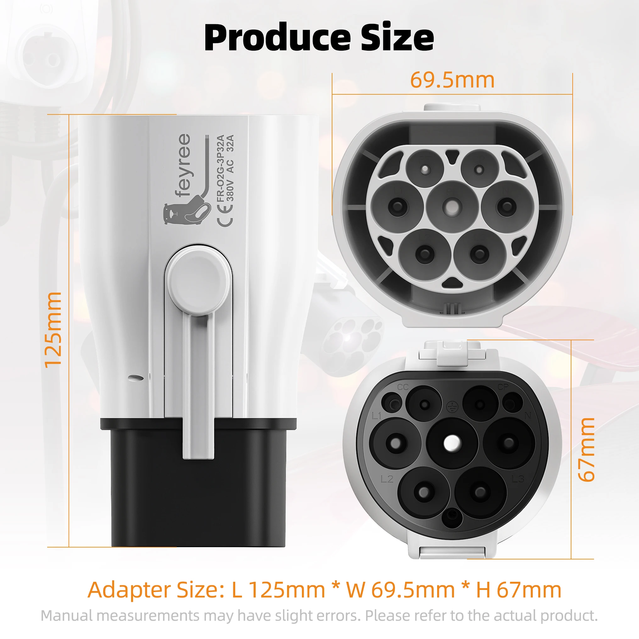 Адаптер зарядного устройства для электромобилей Feyree Type 2, конвертер IEC 62196-2 в ГБ/Т для стандартной зарядки электромобилей в Китае, разъем EV 16A 32A