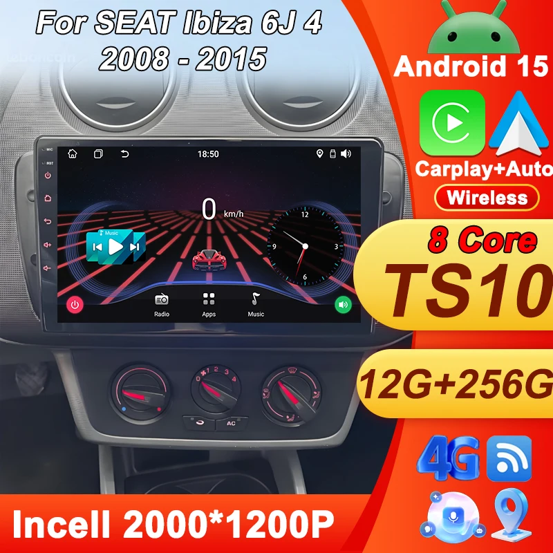 

Автомобильный мультимедийный видеорадиоплеер для SEAT Ibiza 6J 4 2008-2015 Беспроводной Android Auto CarPlay 8-ядерный GPS-навигатор 2 Din Wi-Fi