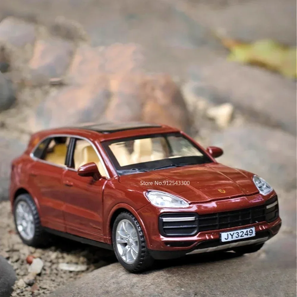 รถโมเดลของเล่น Cayenne Turbo 911 GT3 อัลลอยด์ไดแคสต์ มีเสียงเพลง ไฟ ประตูเปิดได้ แบบดึงหลัง รถจิ๋ว ของเล่นเด็กผู้ชาย ของเล่นแบบอินเทอร์แอคทีฟ