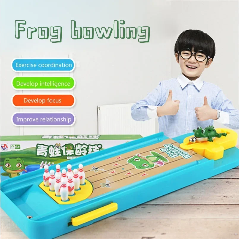 Children Mini Desktop Frog Bowling Toy Funny Indoor Parent-Child Interactive Board Sports Game Educational Toys Gift For Kids