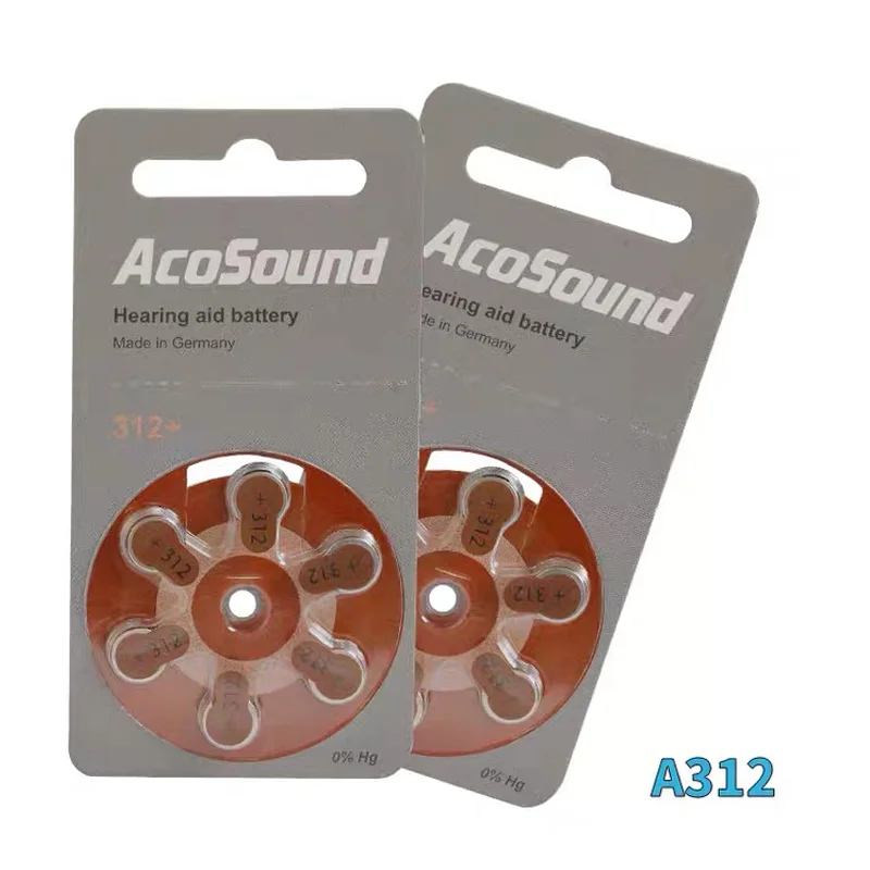 AcoSound EXTRA Zinc Air 5 PCS Performance Hearing Aid Batteries A312 A675 A13 A10 For BTE CIC RIC OE Hearing Aids Free Shipping