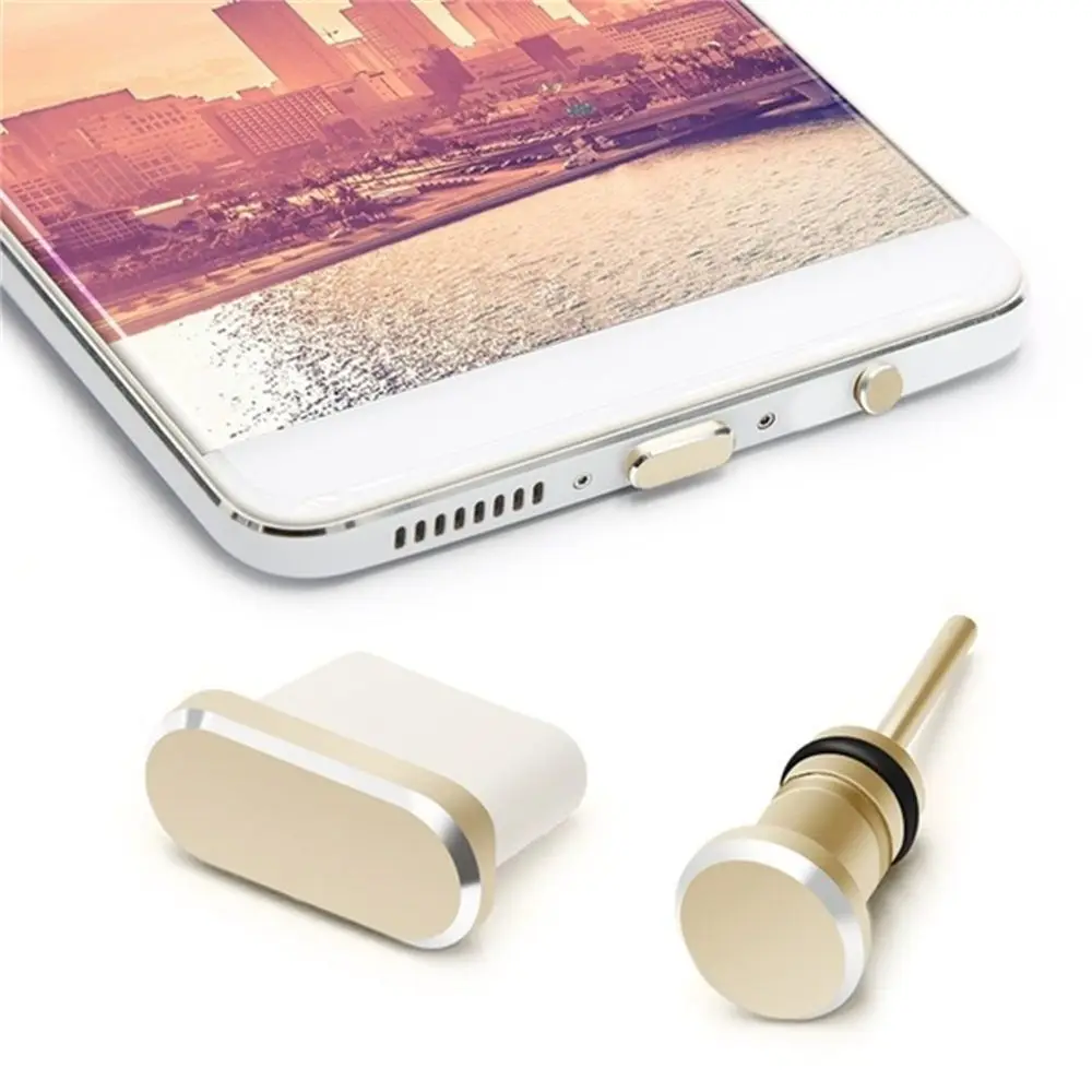 2Pcs/set Metal Type-C Charging Port Anti-Dust 3.5mm Earphone Jack Dust Plug For Samsung Huawei Xiaomi Smart Phone Accessories