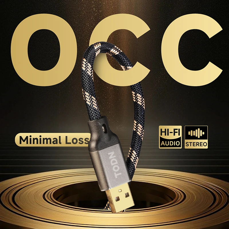 TODN Hifi USB DAC Cable High Quality 7N OCC Type A to Type B Hifi Data Audio Digital Cable for KVM