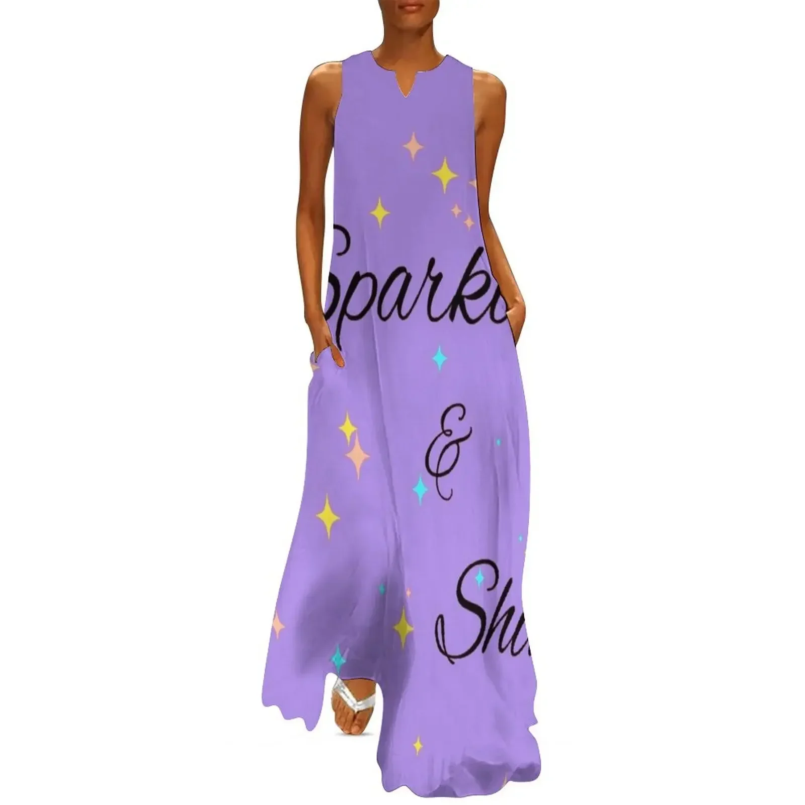 

Sparkle and Shine - Purple Long Dress dress for woman Female dress women's clothing trend 2025 summer daily