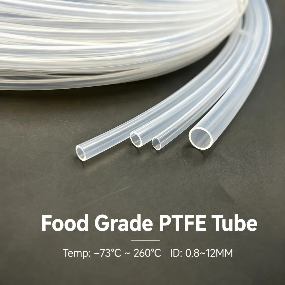 Clear PTFE Tubing ID 0.8-1-1.6-3.17-5-6.35-7-8-9.36-10-11-12mm High Temperature &Corrosion Resistant Insulated Material Tubing