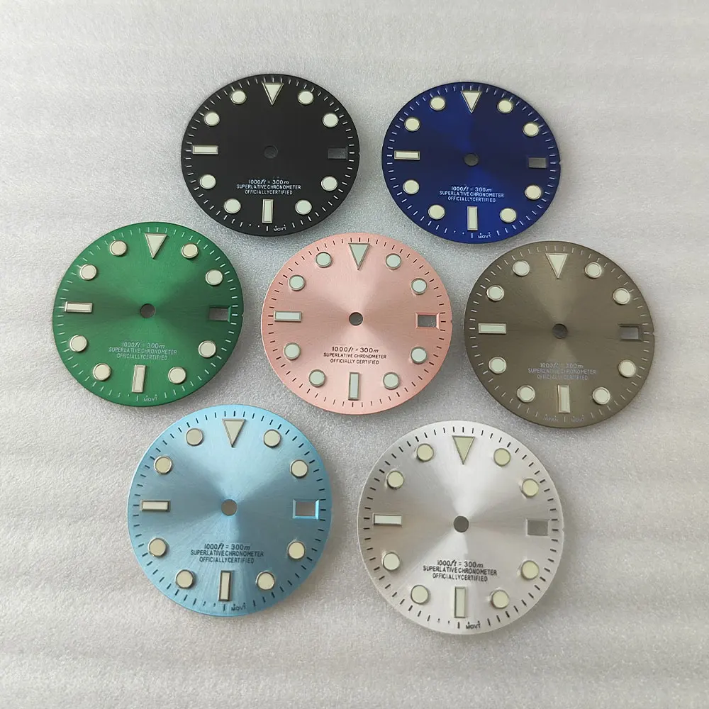 NH35 28.5mm green luminous S dial SUB mariner watch dial suitable for NH35 NH36 movement watch accessories watch repair tools