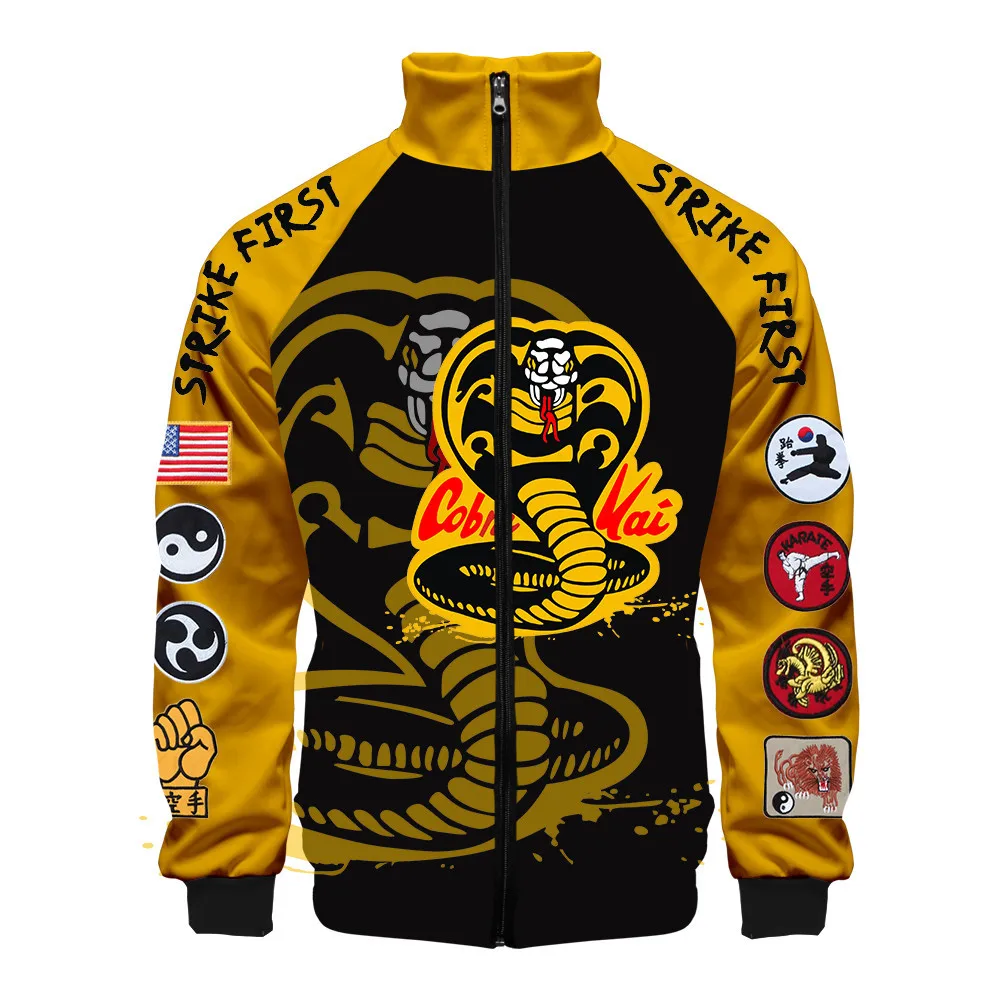 New Hot TV Show The Karate Kid Cobra Kai Fashion Men Zipper Hoodies Jackets 3D Stand Collar Sweatshirt Tops boy Tracksuit Oversi