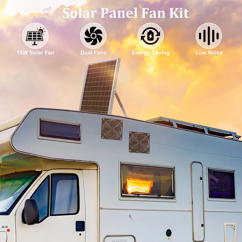 

15W 18V Solar Panel Ventilation Fan - Waterproof Energy-Saving Exhaust for Greenhouses/Sheds