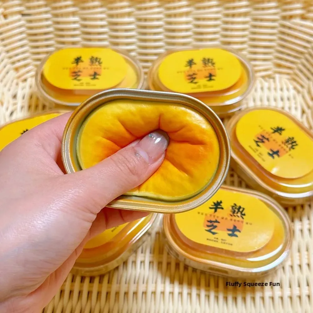 Squishy Simulated Cheese Bread Squeeze Toy Stress Relief Slow Rising Sensory Fidget for Anxiety ADHD Autism Gift for Kids Adults