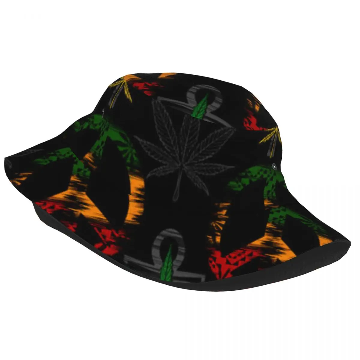 Reggea Pattern Bucket Hat Bob Fisherman Cap Outdoor Travel Sun Visor Fashion Panama