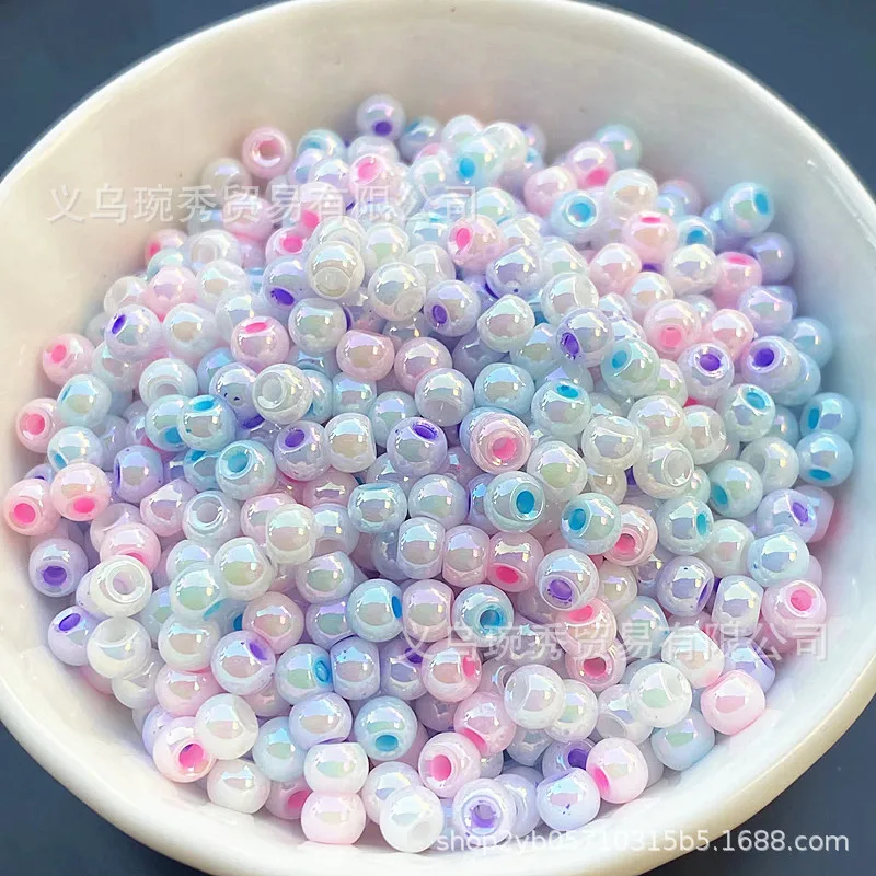 

4mm pearl horse shell solid color iridescent glass rice bead handmade DIY bead bracelet necklace accessory material