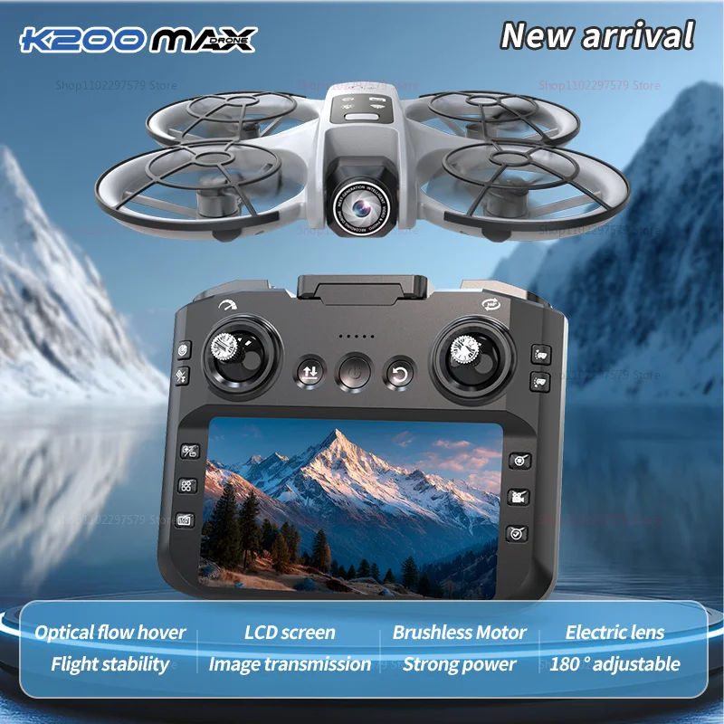 새로운 K200 MAX 드론, 8K UHD 카메라, 대형 화면, 브러시리스 모터, 긴 비행 시간, 듀얼 카메라 쿼드콥터, 항공 사진 촬영용