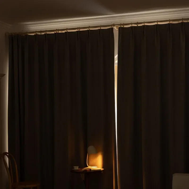 Japanese and Korean Minimalist Fashion Trend Curtains for Living Room Bedroom Dining Room Cotton and Linen High Blackout Curtain