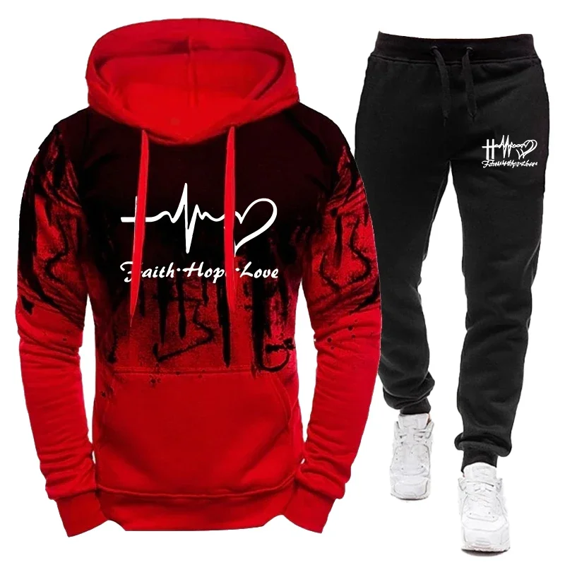 Mens Hoodie Pants Sweatshirt Suit Casual Pullover Shirts Hoodies Sets Traksuit Jogging Sports