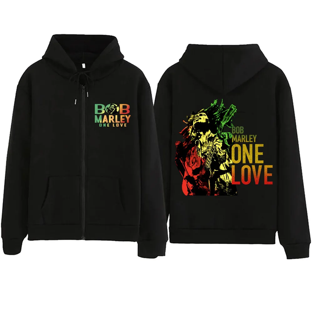 Sudadera con capucha y cremallera de Bob Marley Tour, Jersey Harajuku, Tops, 2024