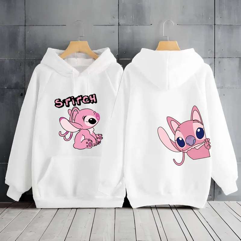 Feminino Disney Lilo e Stitch Camisola de manga comprida, roupa casual Y2K, capuz fofo, roupa de mulher