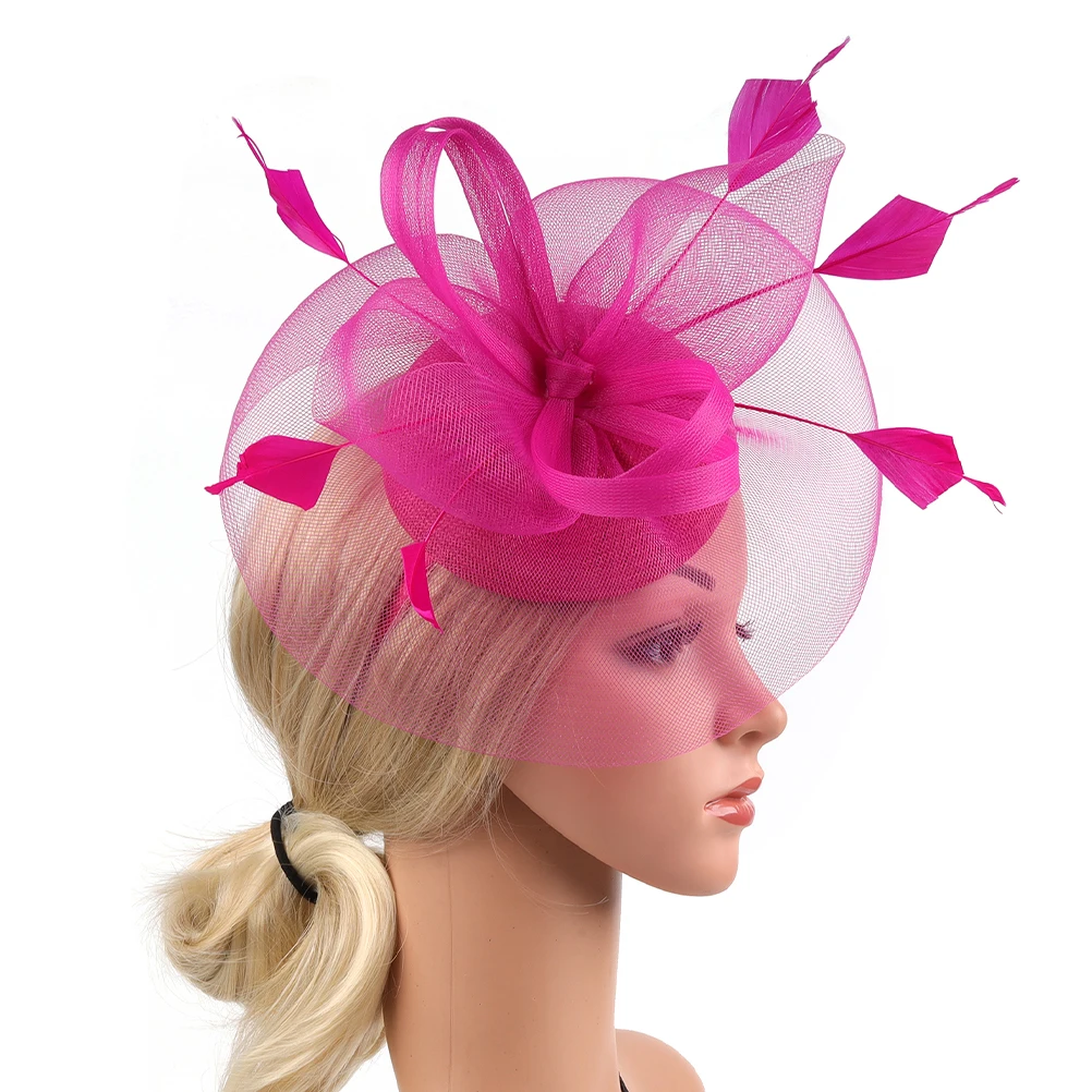

Flower Hairband Women Fascinator Hat Gauze Artificial Plume Tea Party Banquet Wedding Bridal Accessories Elegant Style