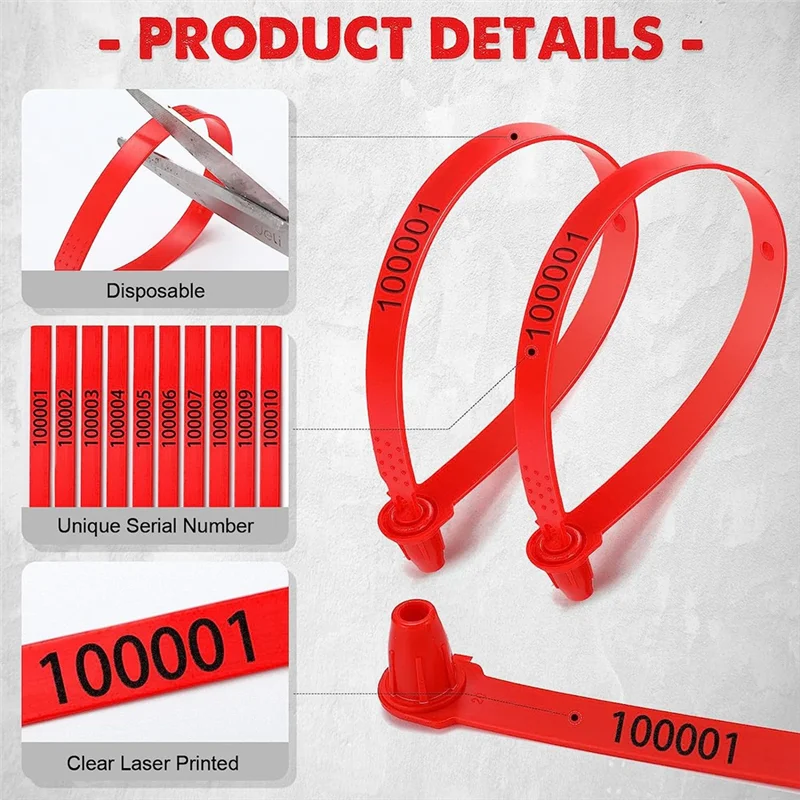 1000 Stück Kunststoff-LKW-Türdichtung für Anhänger, Logistik, Versand, Verpackung, Versand, Rot-A09I